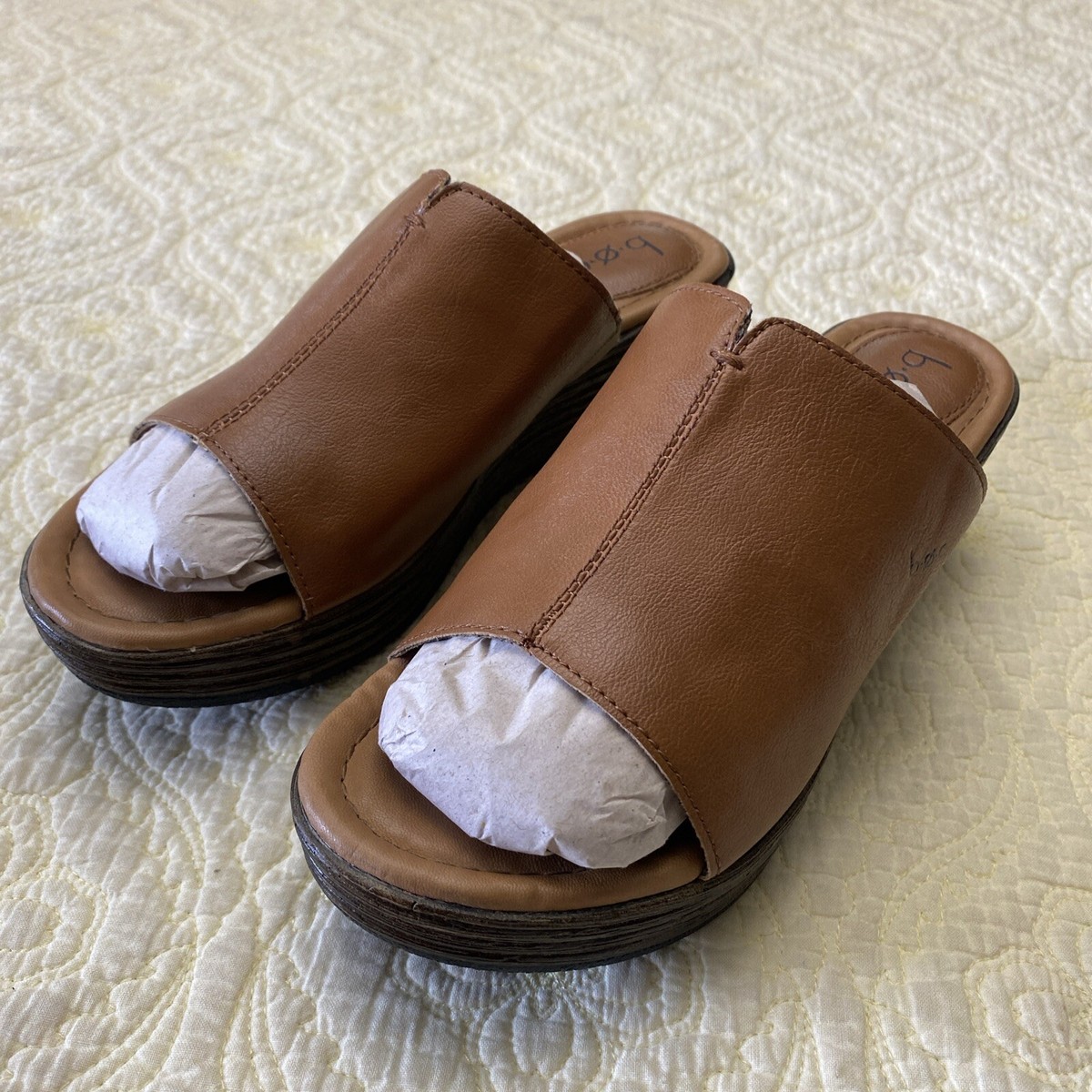 B.O.C Tan Leather Wedge Sandals Size 7/38 BOC Sandals Women main image 4
