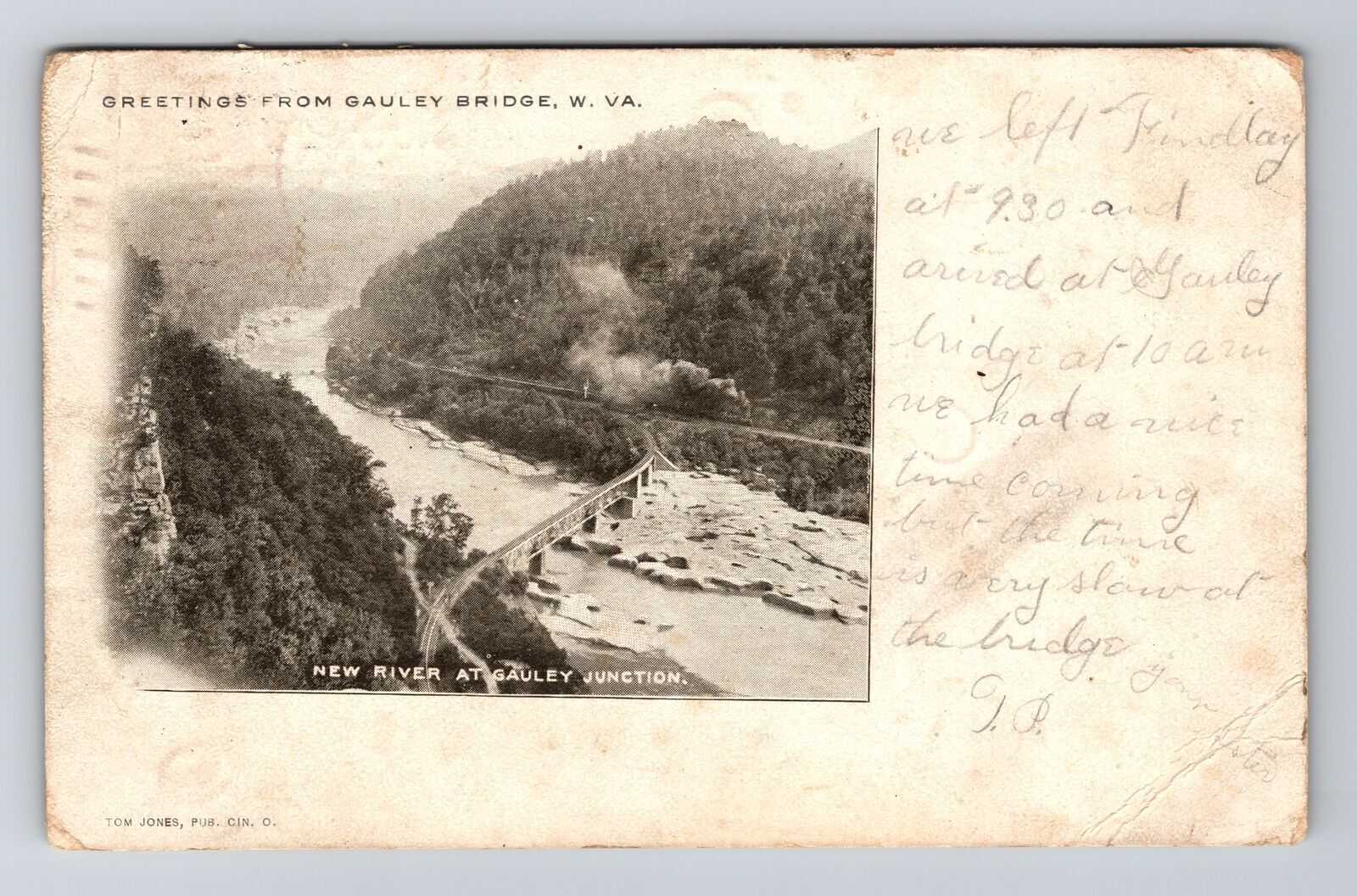 Gauley Bridge WV-West Virginia, New River, Junction, Vintage c1906 Postcard