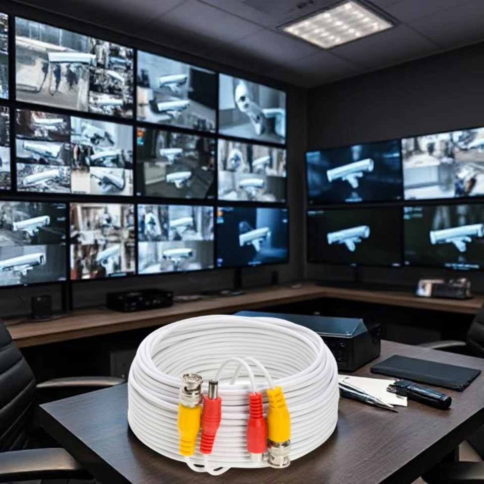 6 x 100FT Video Power Cable BNC DC Security Camera Extension Cord for CCTV White - Image 2 of 4