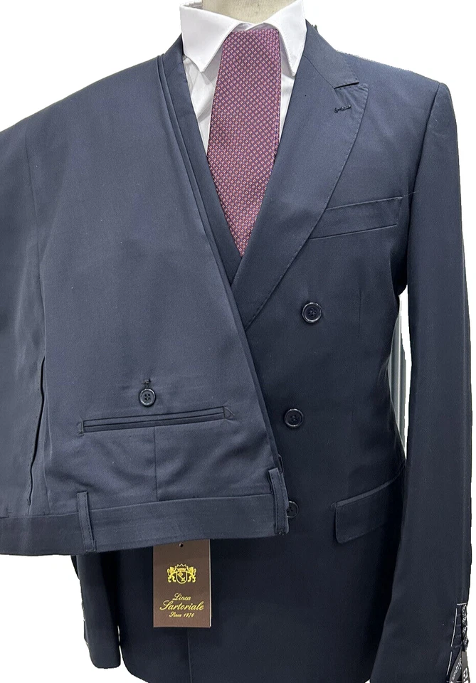 Traje Hombre Doble Pecho Lana Azul Slim D7 46 48 50 52 54 56 58 60 Otoño Invierno Foto 4 de 4