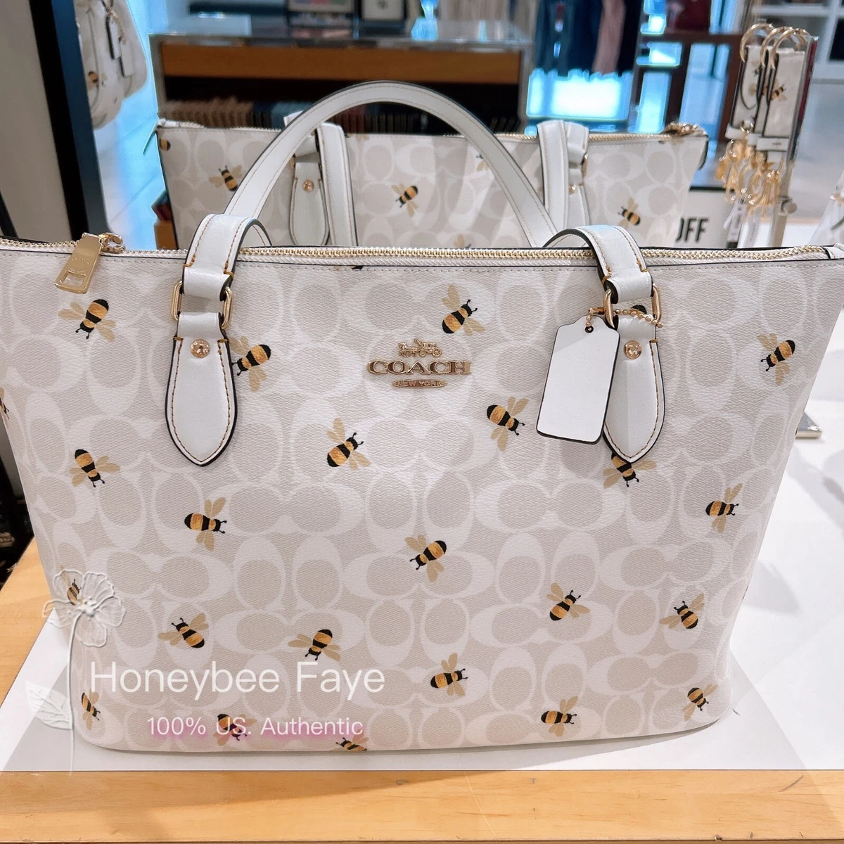 NWT Coach Gallery Tote In Signature Canvas With Bee Print CH514