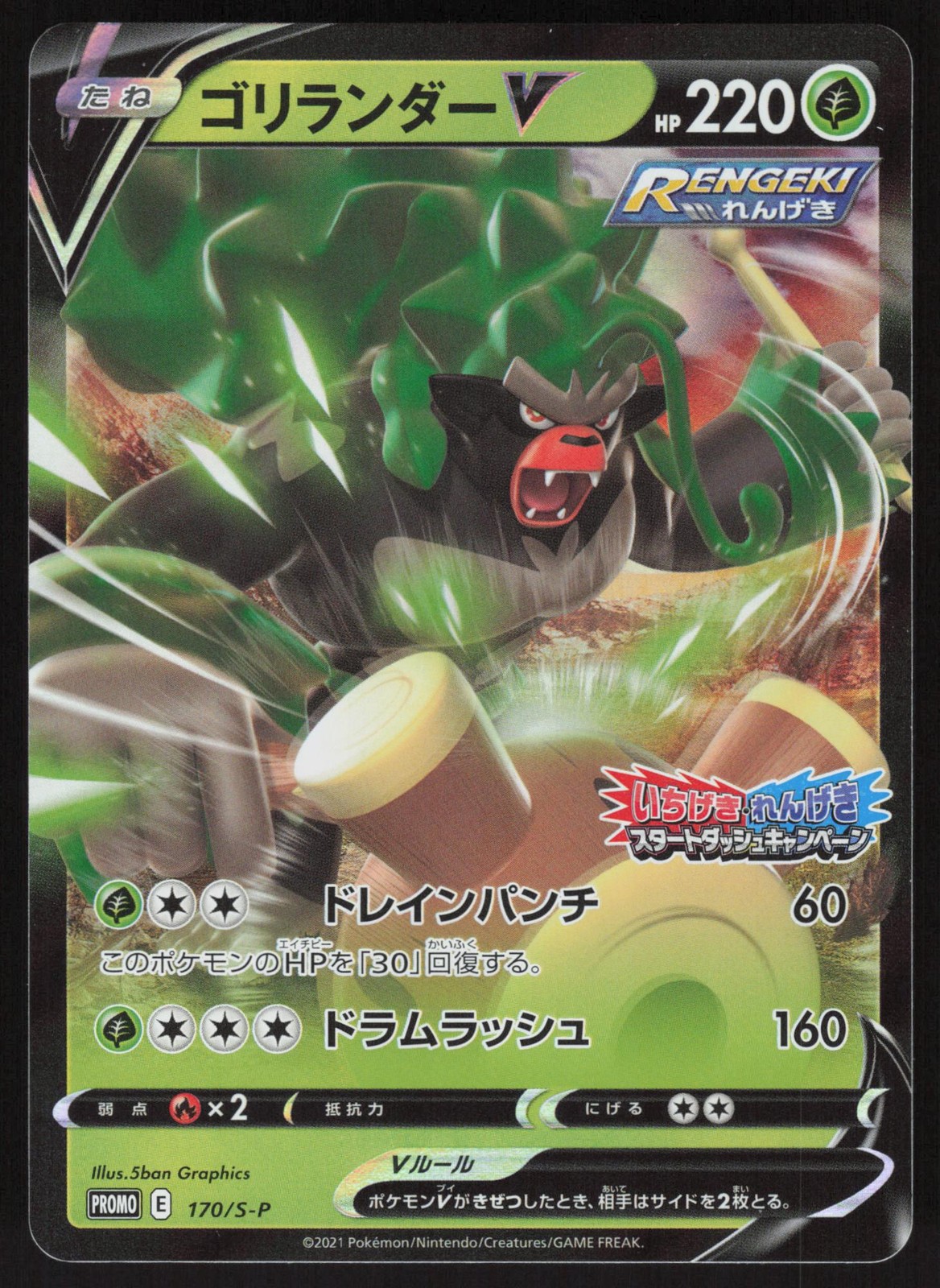 Pokemon Japanese Rillaboom V 170/S-P Sword & Shield Promos NEAR MINT