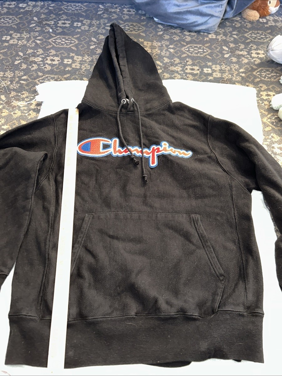 Champion Vintage Reverse Weave Hooded Sweatshirt 90s Hoodie Black