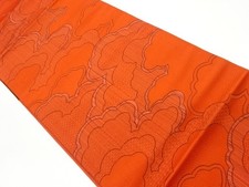 7150643: JAPANESE KIMONO / NAGOYA OBI / SILK / CHIKUZEN HAKATA / CLOUDS CLASSI