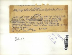 1938 Press Photo Miami Fla Ellsworth Vines & Fred Perry tennis stars - nes31143