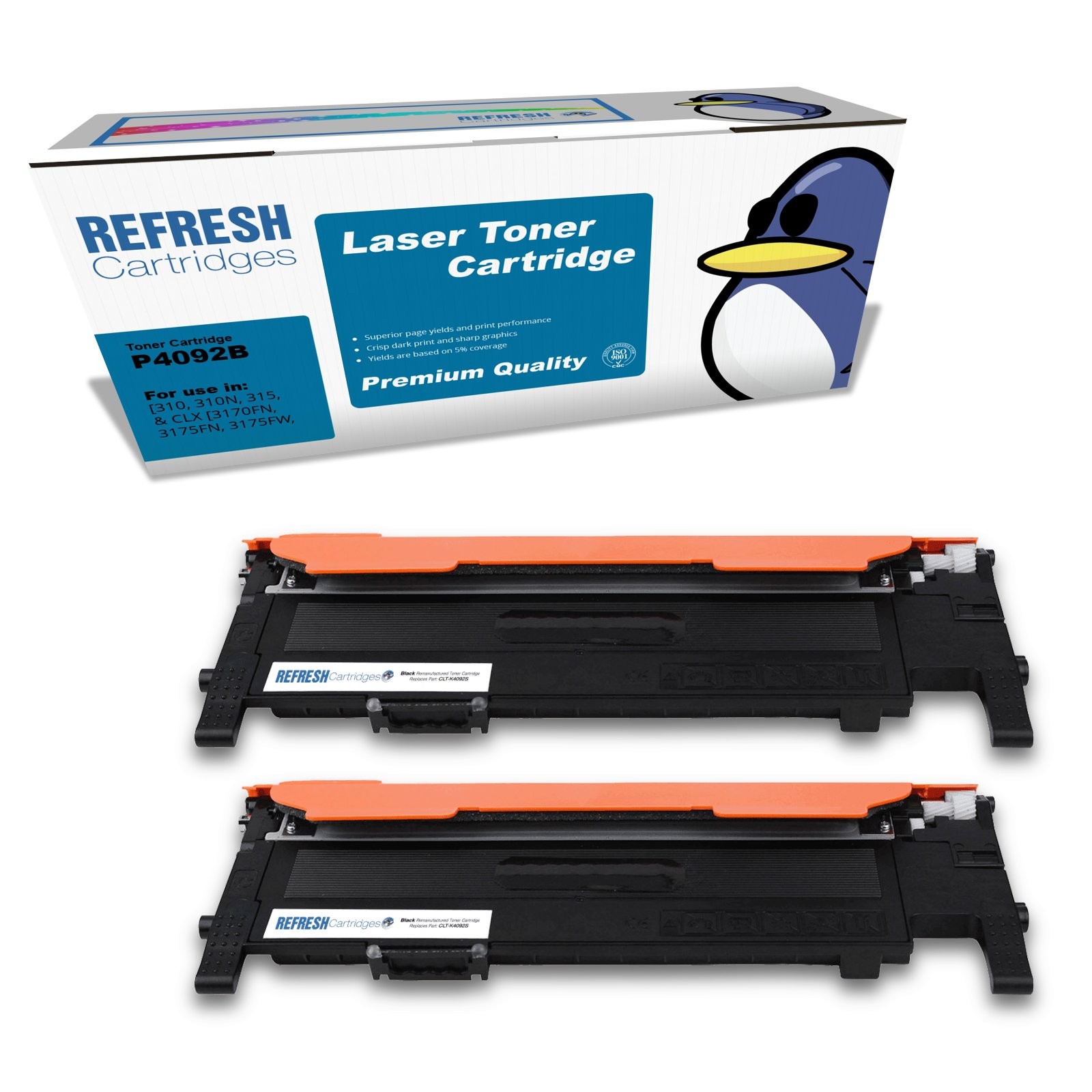 Refresh Cartridges Black P4092B Toner Twin Pack Compatible With Samsung Printers