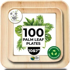Palm Leaf Disposable Plates 10" & 7" Eco Biodegradable Party Plates - 100 Packs