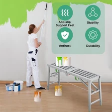 Portable Folding Scaffolding Platform, Adjustable Work Bench Portable Step Stool