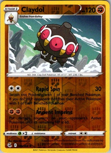 Claydol 145/264 Rare Fusion Strike Pokemon Reverse Holo Near Mint