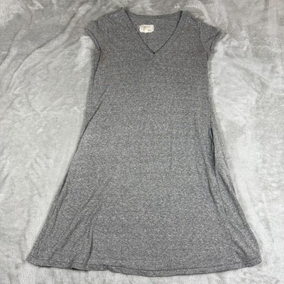 Current Elliott T Shirt Dress Womens 1 Gray Slub V Neck Pockets Trapeze Pullover
