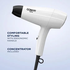 Conair 1875 Watt Mid-Size Hair Dryer, Powerful Drying and Styling