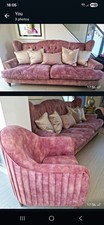 Sofology Pink Italian Velvet 3 Seater Sofa Tufted Back w/ Cushions