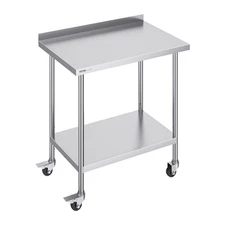VEVOR Stainless Steel Work Table Commercial Food Prep Table 24"x36" with Casters