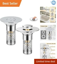 2-Pack Universal Bathroom Sink Stopper 1.06"-1.50" - Anti-Clogging Strainer