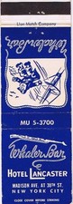 Matchbook Cover Hotel Lancaster Whaler Bar New York City NY
