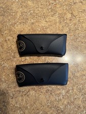 Two Ray-Ban Black Faux Leather Glasses Caseswith Cloth 80-Ray Ban Smooth