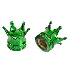 Pair Valve Caps Green Crown Schrader Valve Bicycle Cars Trucks New Pair Valve Caps Green Crown Schrader Valve Bicycle Cars Trucks New