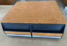 Vintage Wood Grain VHS Tape Holder 2 Drawer Cabinet Storage Case Holds 22 Tapes
