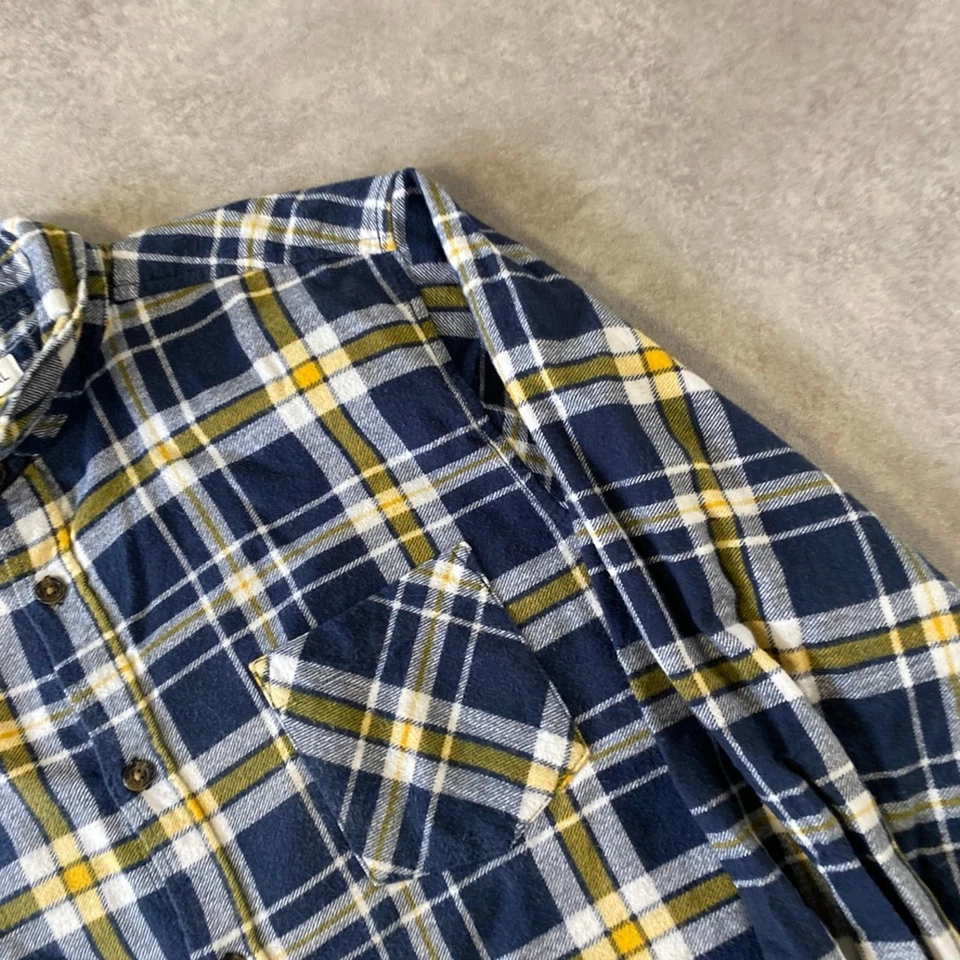 Brilliant Basics Plaid Shirt Mens XL 90s Button-Up Long Sleeve Top, Blue Yellow - Image 4 of 4