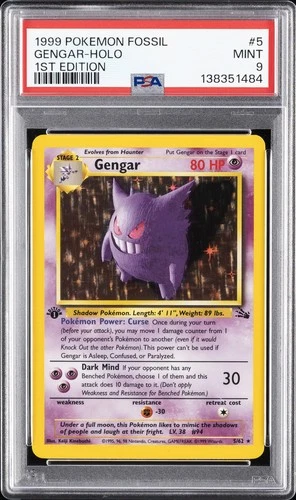 1999 POKEMON FOSSIL 1ST EDITION #5 GENGAR-HOLO PSA 9