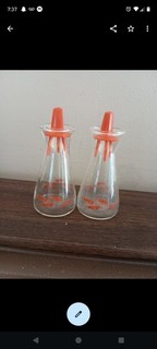 Vintage Pyrex Salt & Pepper Shaker Set Autumn Harvest Orange Wheat