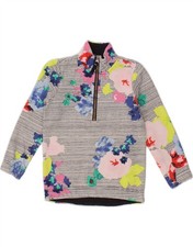 JOULES M&auml;dchen Sweatshirt Pullover mit Rei&szlig;verschluss am Ausschnitt 5-6 Jahre bunt gebl&uuml;mt CC07