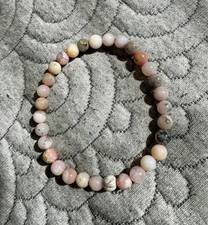 Pink Opal Natural 6mm 6.75  Beaded Stretch Bracelet