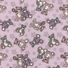 Teddy Star - Lavender Flannel Fabric