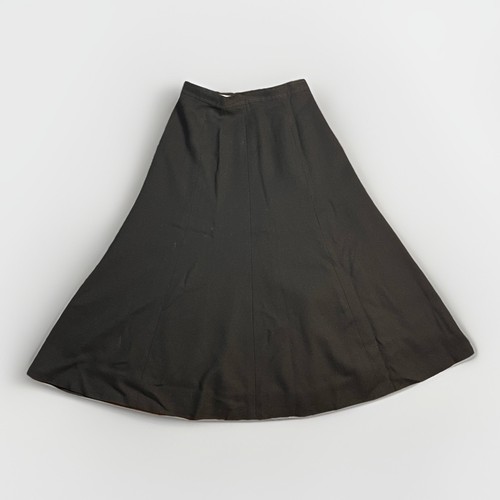 100% Wool Size 6-8 Fully Lined Black A-Line Skirt-1980/90s Import Image