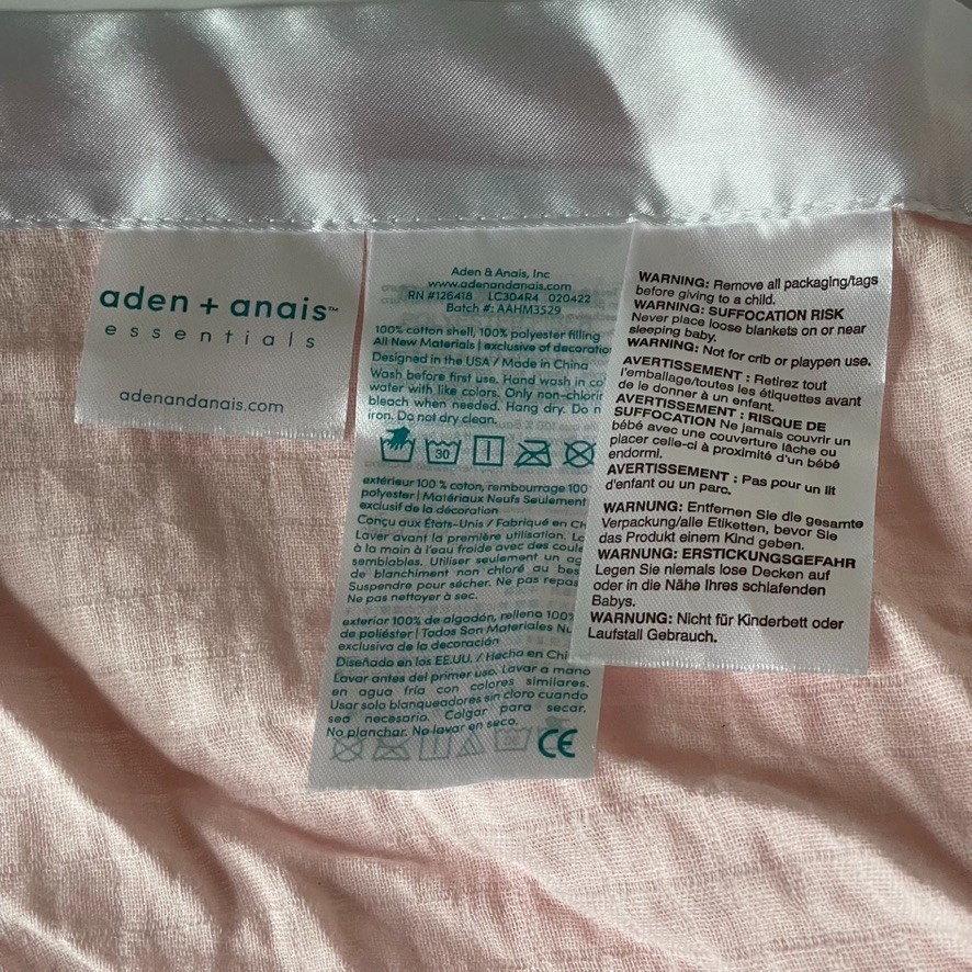 Aden + Anais Bunny Lovey Security Blanket Pink Muslin Satin Trim Baby Comfort