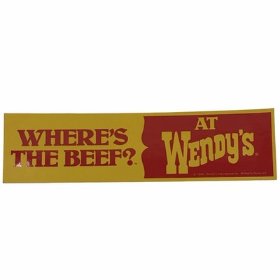 Wendy's Where's The Beef? Original Promotional Bumper Sticker
