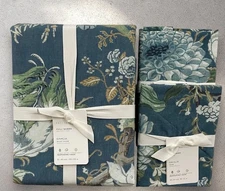 New Pottery Barn Dahlia Floral Duvet Cover – Full/Queen + 2 Standard Shams Blue