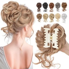 Natural Clip in Messy Bun Hair Piece Extension Hair Claw Clip Updo Piece Wedding