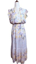 JOIE Floral Chiffon Cap Sleeve Maxi Spring Dress Small P Cottagecore Modest EUC