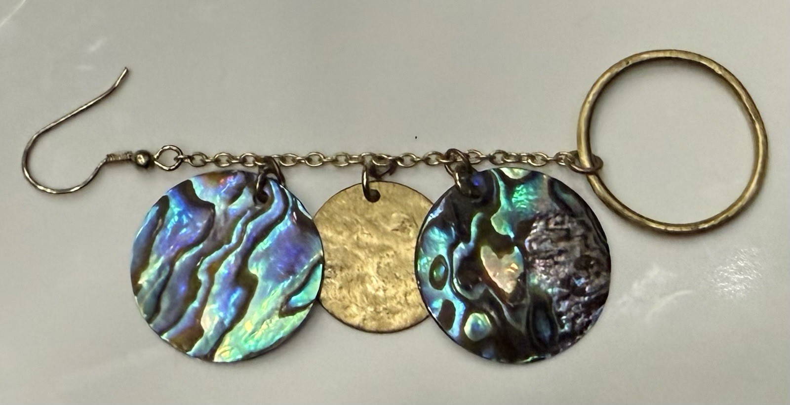 Abalone Shell Waterfall Earrings Dangle Drop Gold… - image 2