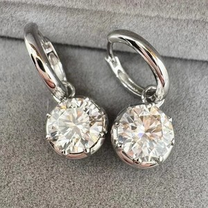 Authentic 2.60 Ct Round Created Diamond Dangle Drop Wedding Earrings 14K White Gold Plated