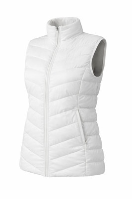 32 Degrees Women s White Lightweight Puffer Vest Medium Stand Collar Zip
