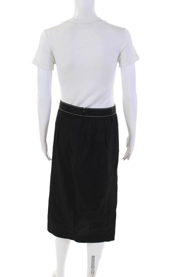 Saia Vince Feminina Básica Algodão Leve Elástica Cintura com Zíper Preta Tamanho 4 - Imagem 3 de 4