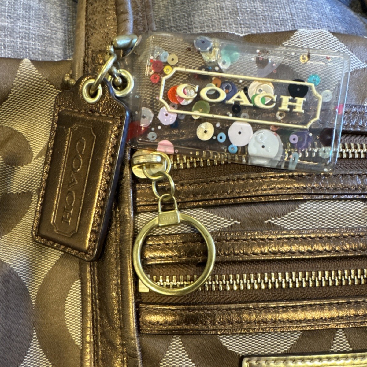 Coach Y2K Poppy Signature Shoulder Bag Champagne With Charms | eBay