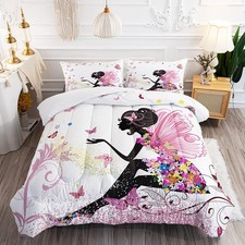 Romantic Butterfly Fairy Girl Comforter Set Twin, Surreal Pink Wings