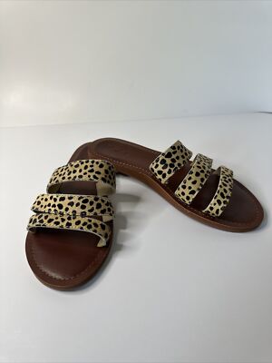 Roxy Women's Wyld Rose Leather Sandals CD4 Cheetah Print Size US Very 