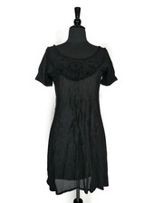 Zara Collection Black Short Cap Sleeve Round Neck A-Line Dress Size M