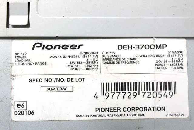 DEH-3700MP Autoradio Aftermarket- Pioneer AUDI A2 1.4 D 55KW 5M 5P (2001) Parts - Bild 3 von 3
