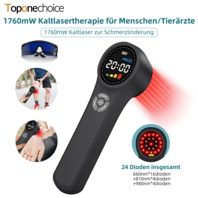 TOPONECHOICE Kalt Laser Therapie Gerät Rotlicht Infrarot 1760mW LLLT Soft Pain Relief Lazer