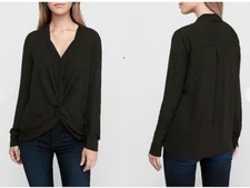 Express Long Sleeve Twist Front Top Black, New With Tags