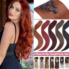 Real Natural As Human 8 Pieces 100 Thick Clip In Hair Extensions Full Head Long
