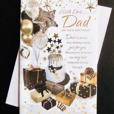 IN TOUCH / SIMON ELVIN Dad Birthday Card Balloons With Lovely Special Nice Long Verse Large 9" x 6"