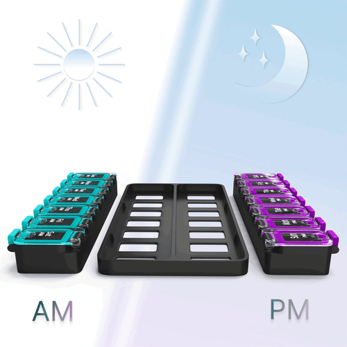 Weekly Pill Organizer 2 Times A Day Airtight Pill Box 7 Day Am Pm Vitamin Case - Picture 2 of 8