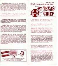 SANTA FE RR - WELCOME ABOARD THE TEXAS CHIEF-SCHEDULE & ITINERARY - 6/1/1970