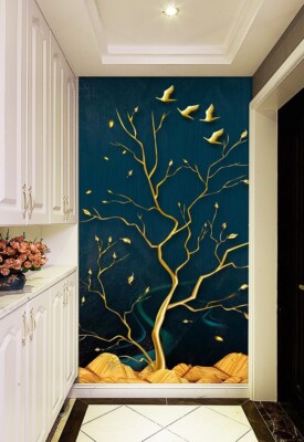 3D Golden Branches ZHUA6306 Wallpaper Wall Murals Removable Self-adhesive Ann 24